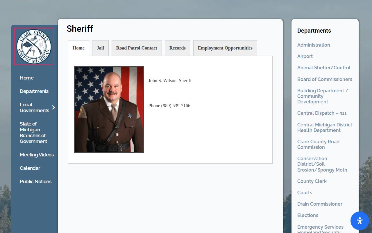 Clare County Sheriff recent arrest and jail contact page