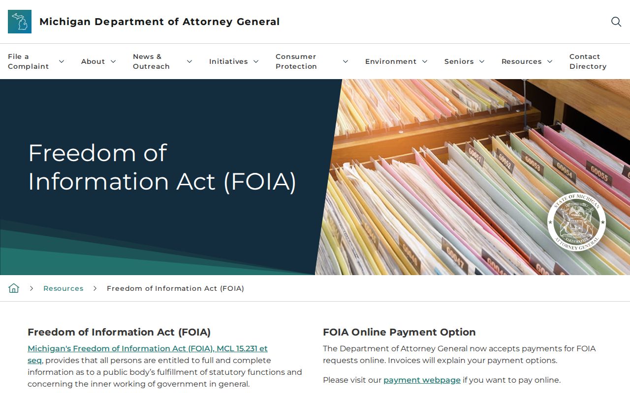 Michigan FOIA page for Clare County arrest records