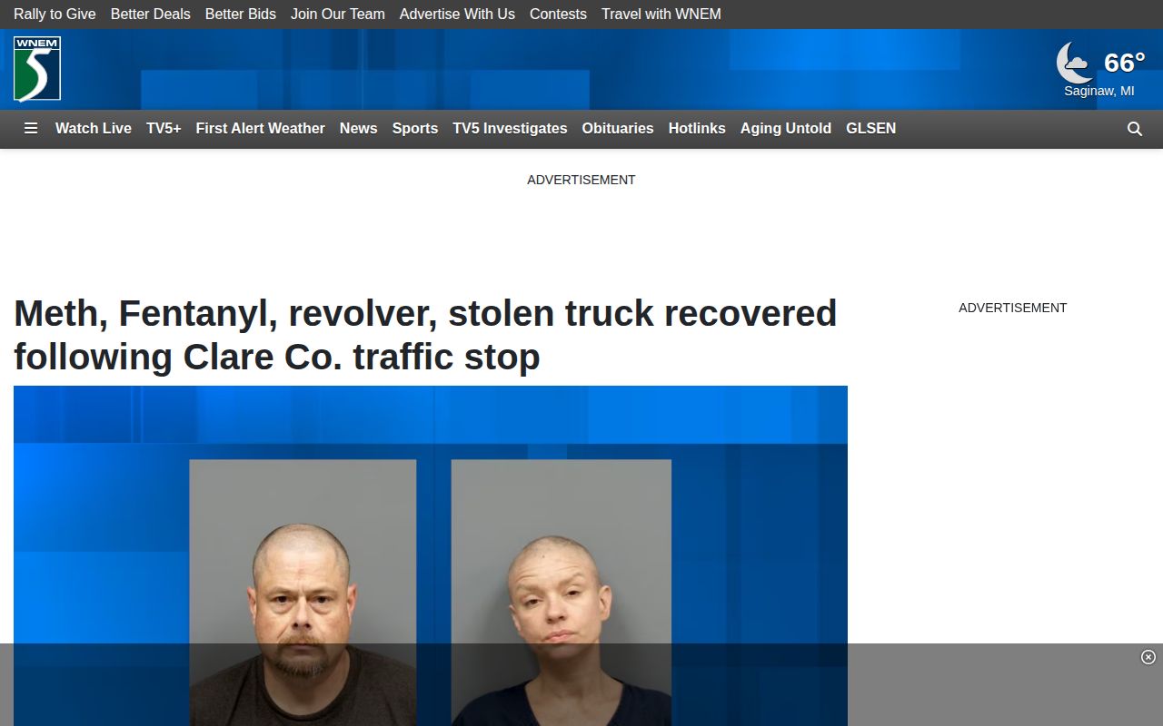 WNEM report about a selected Clare County Sheriff arrest case